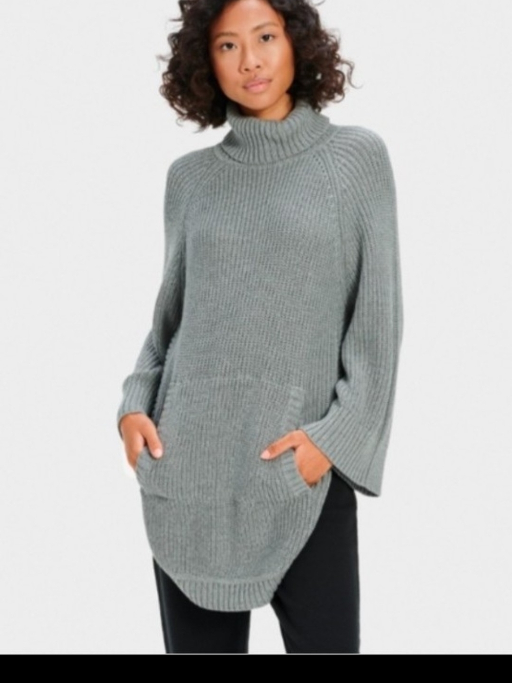 UGG Cozy Ribbed Turtleneck Sweater Tunic Poncho